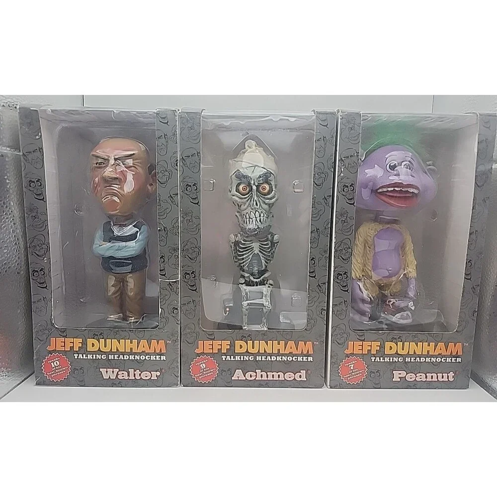 Lot of 3 NEW Jeff Dunham Headknocker Talking / Walter & Achmed & Peanut / NECA